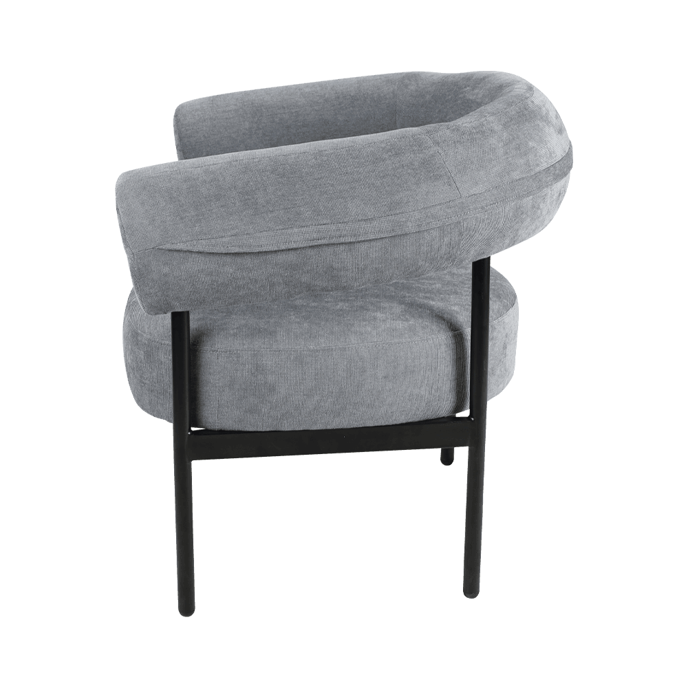 Cadeira de lounge de moldura de metal cinza