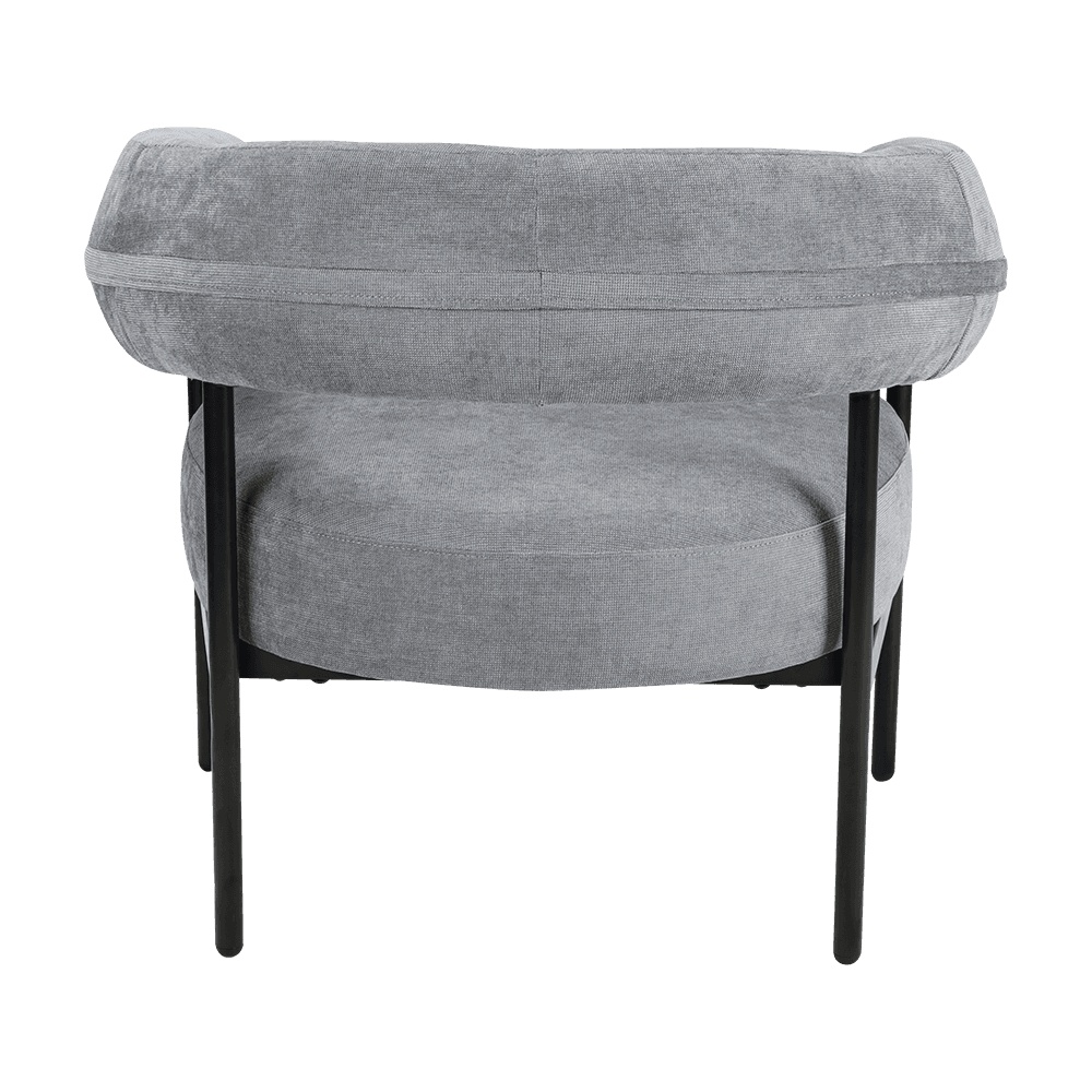 Cadeira de lounge de moldura de metal cinza