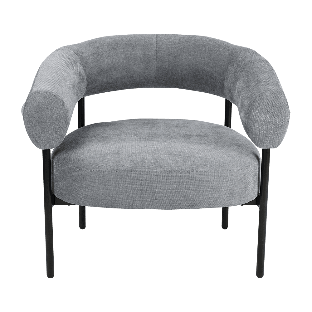 Cadeira de lounge de moldura de metal cinza