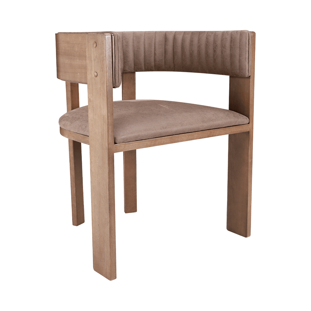 Cadeira de jantar de madeira sólida vintage estofada