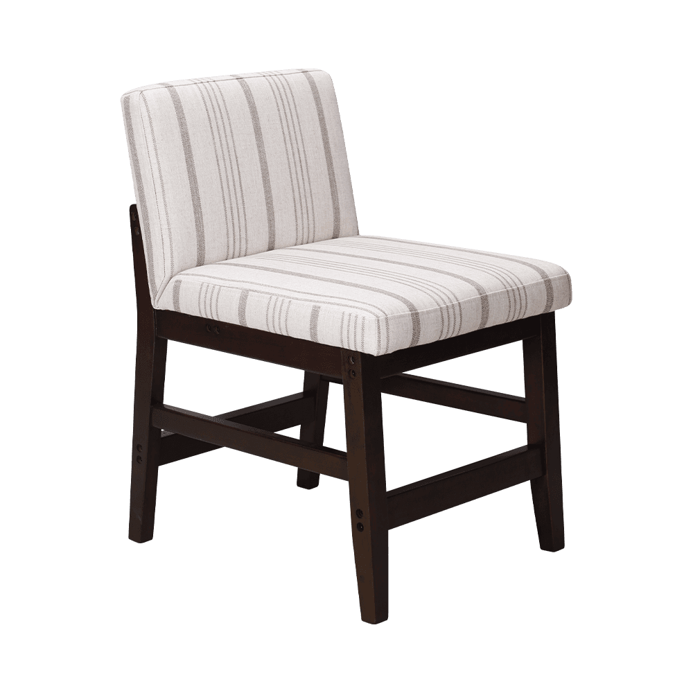 Cadeira de jantar de madeira maciça de tecido listrado