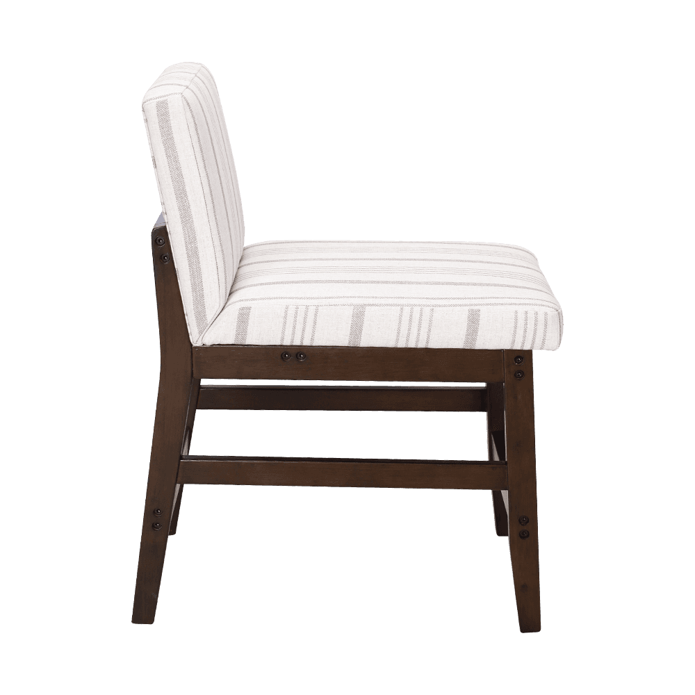 Cadeira de jantar de madeira maciça de tecido listrado