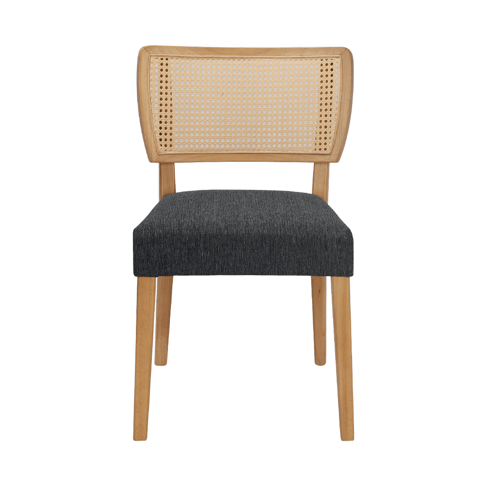 Cadeira de jantar de madeira cinza com encosto