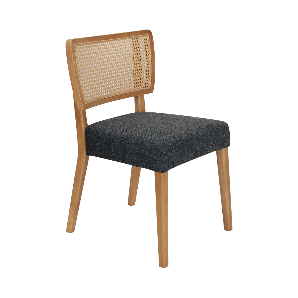 Cadeira de jantar de madeira cinza com encosto