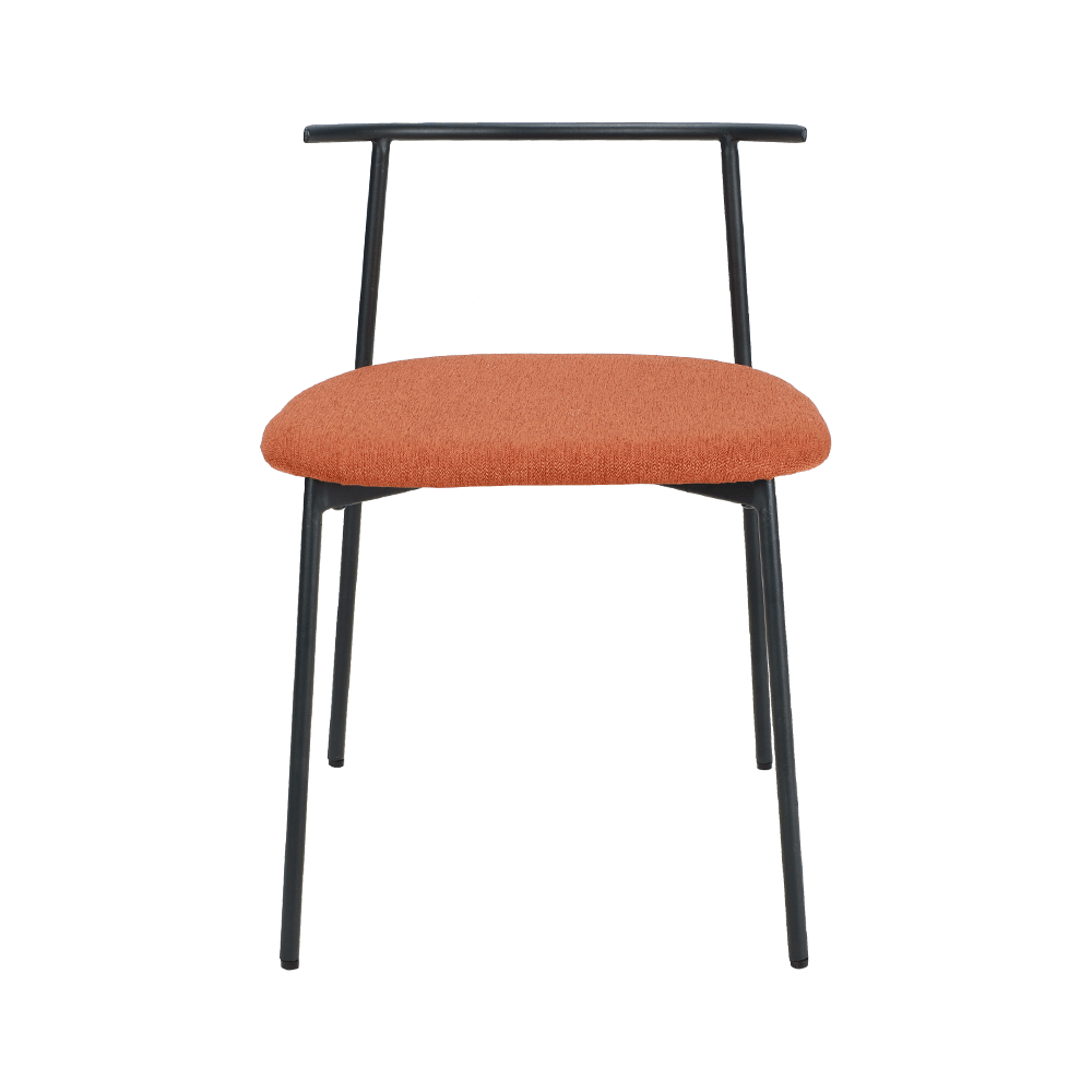 Cadeira de jantar de perna de metal traseira curva laranja