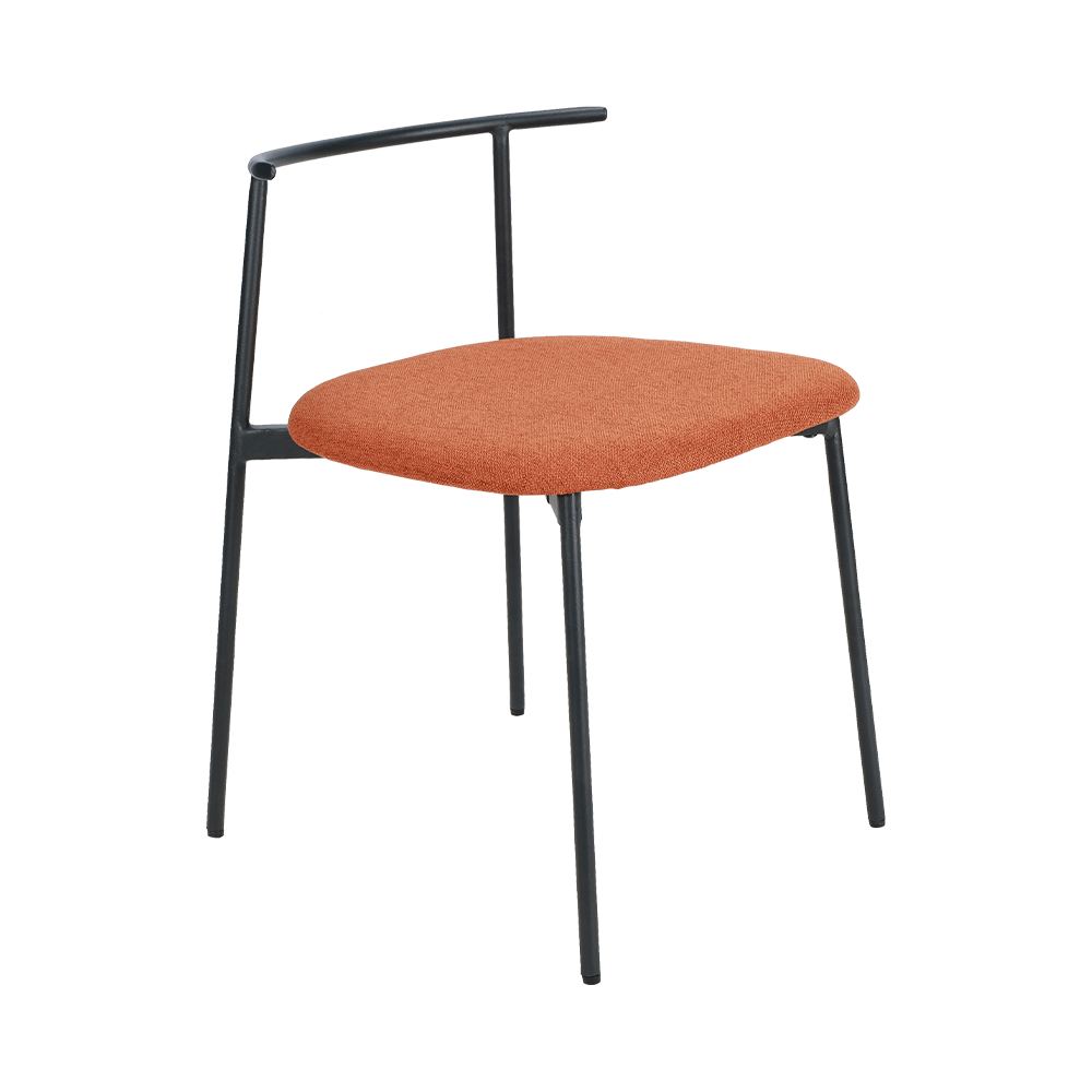 Cadeira de jantar de perna de metal traseira curva laranja