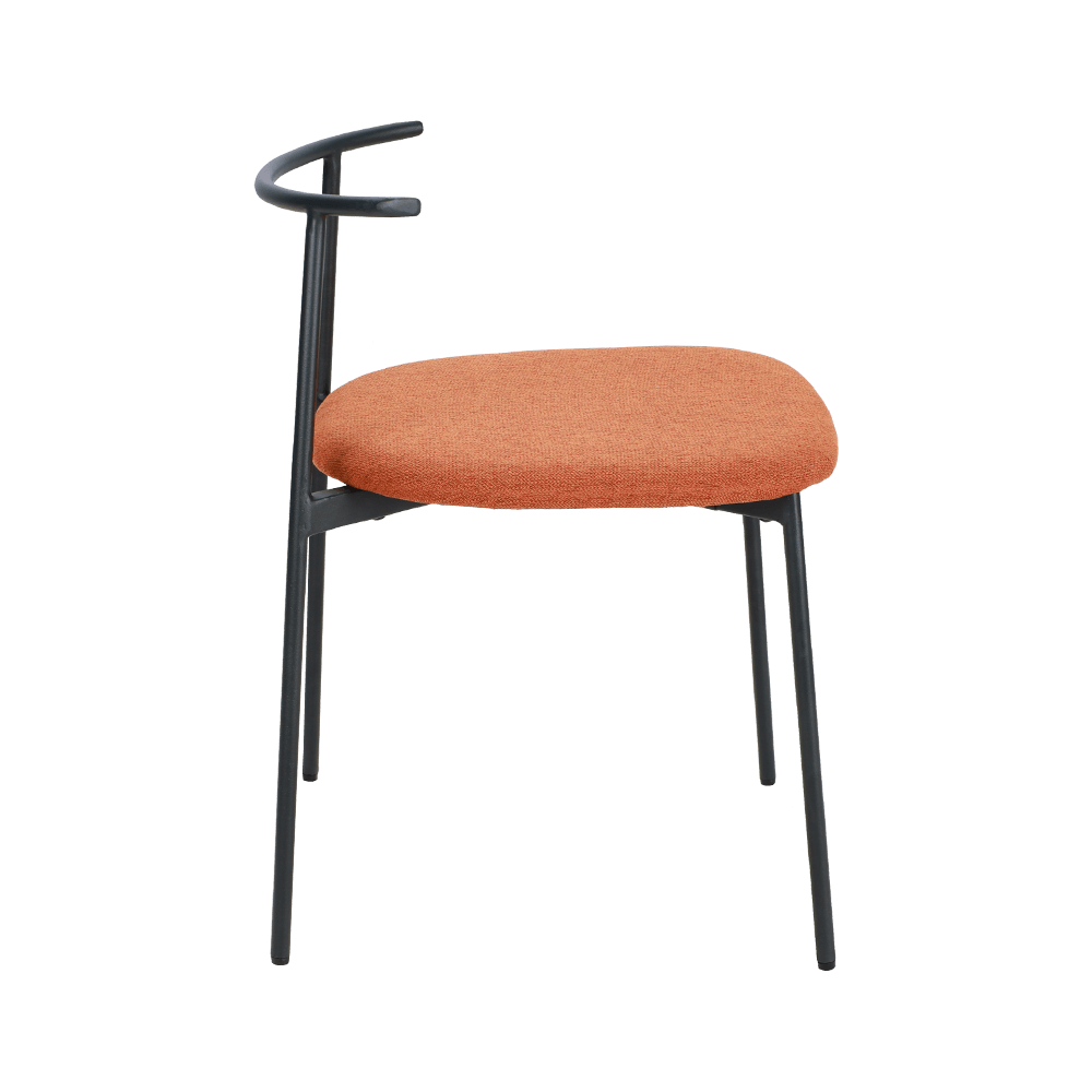 Cadeira de jantar de perna de metal traseira curva laranja