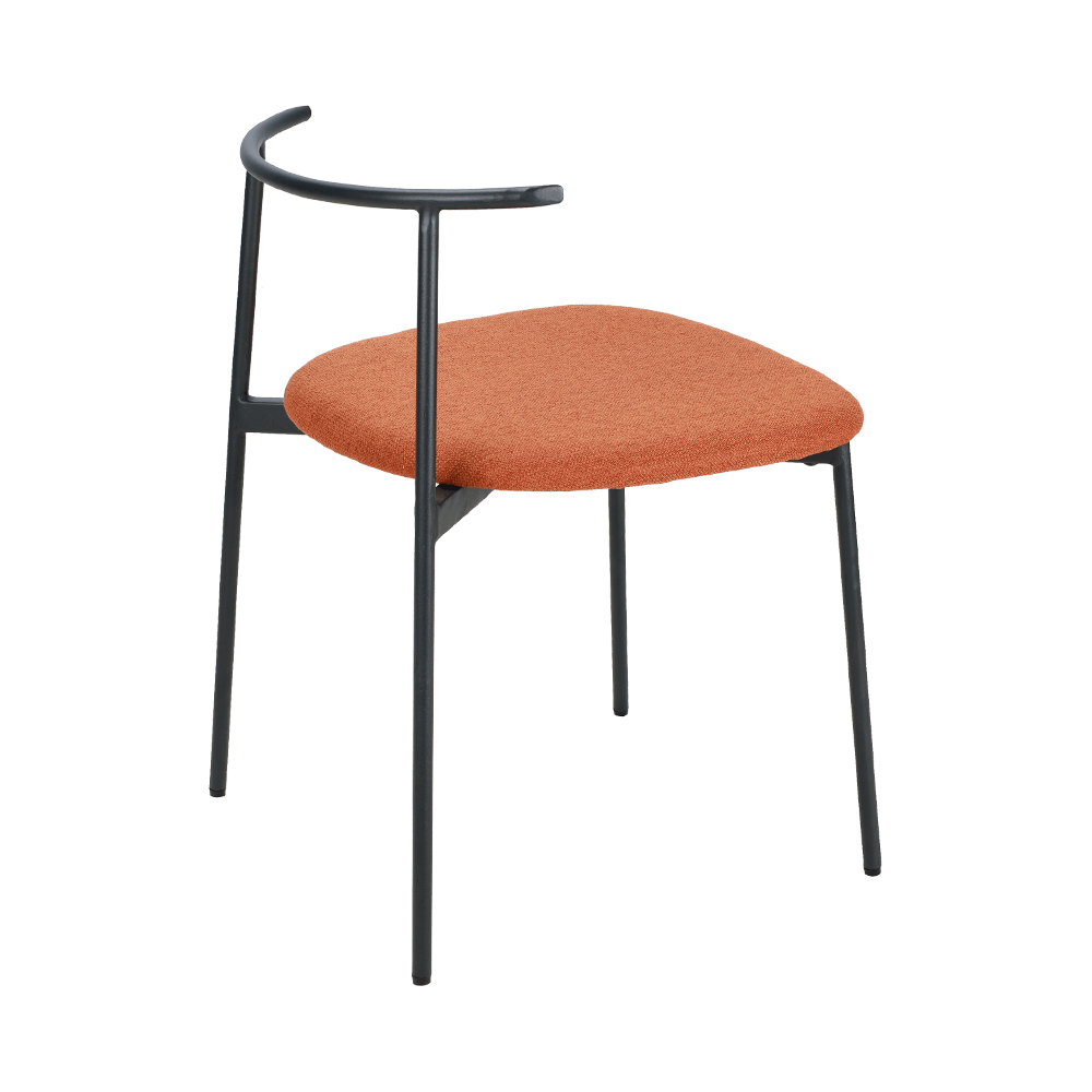 Cadeira de jantar de perna de metal traseira curva laranja